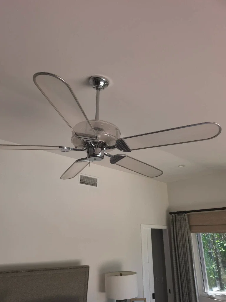After ceiling fan replacement in Green Bay – quiet, level new ceiling fan