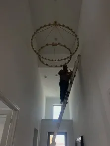 Before chandelier installation in Green Bay – bare ceiling electrical box
