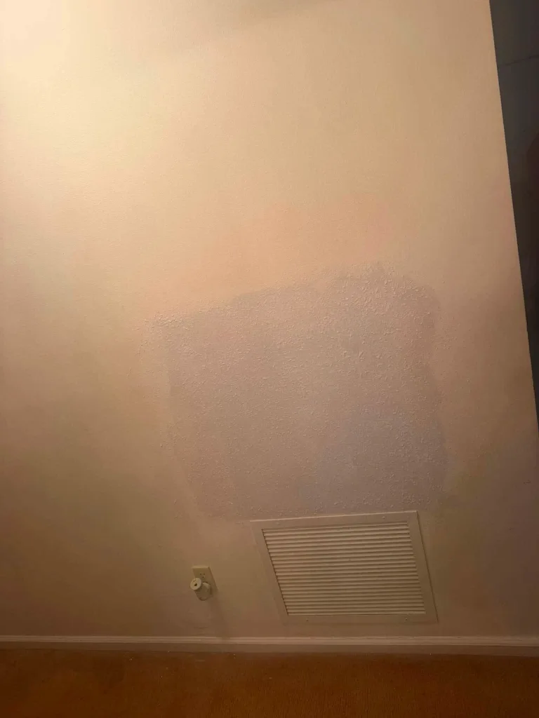 After drywall crack repair in Green Bay – taped, repaired and blended drywall wall