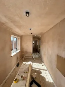 Before interior wall painting in Green Bay – dull, scuffed living room walls
