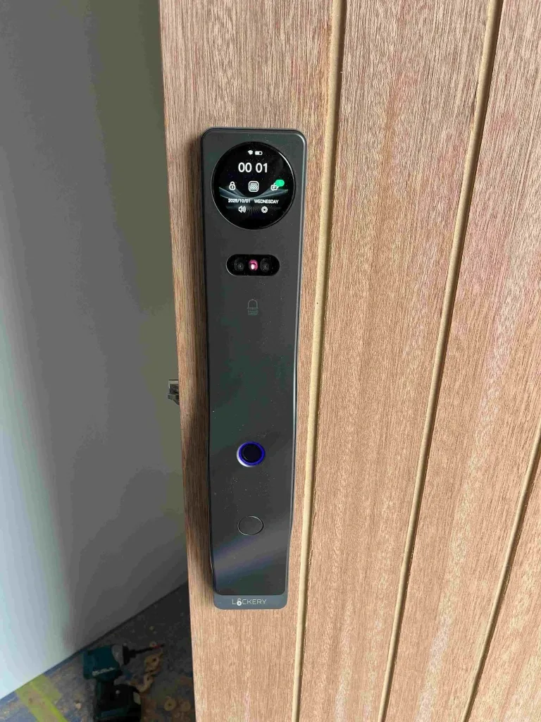After smart lock installation in Green Bay – keyless smart lock installed on a Green Bay front door