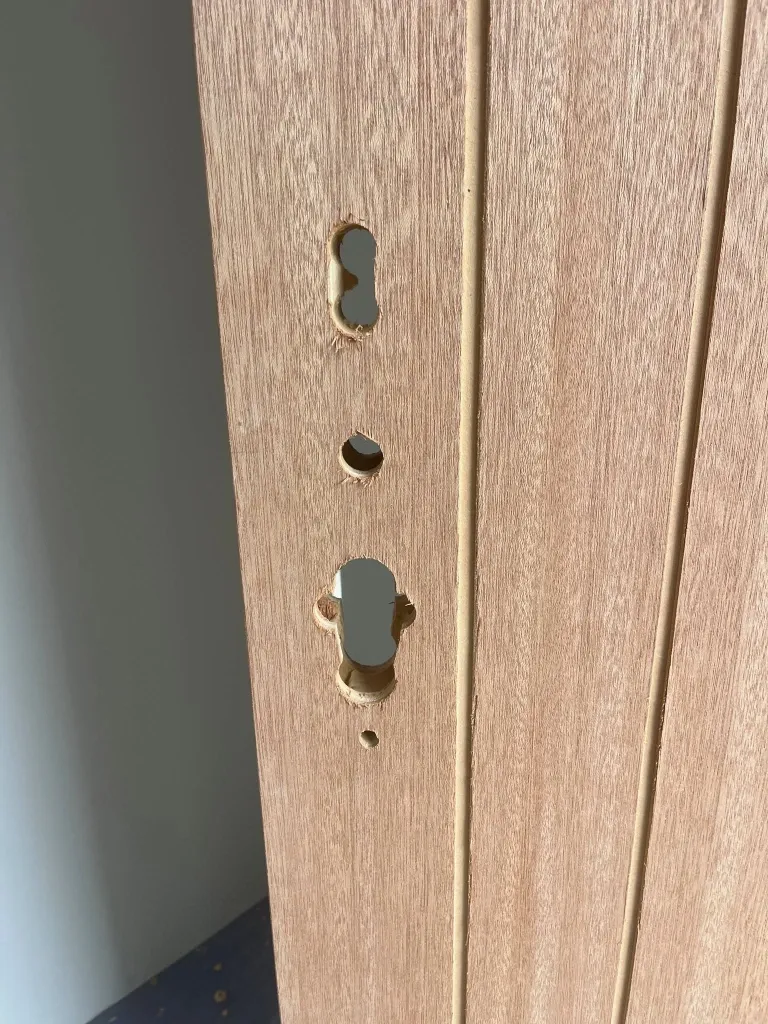 Before smart lock installation in Green Bay – traditional keyed front door deadbolt